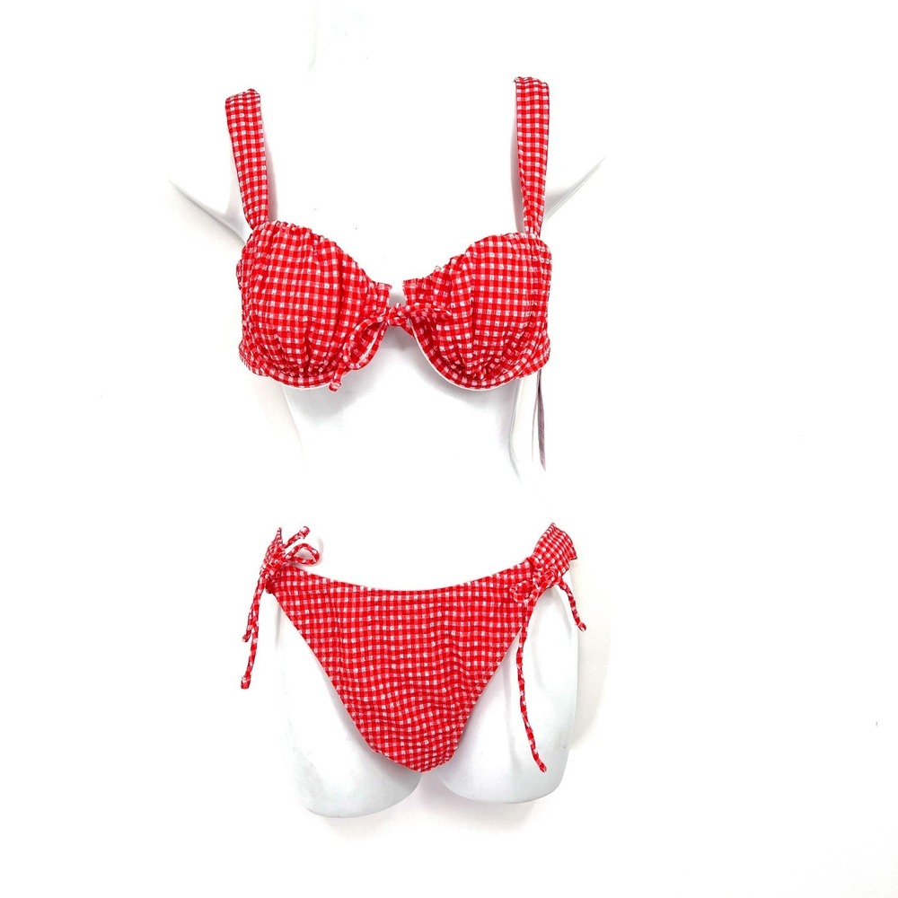NEW Wild fable bikini red gingham low rise‎ high leg cheeky coquette cottage M L